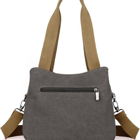 Women's Canvas Crossbody Bag Purse Small Shoulder Tote Multi-pocket for Work - Picture 6 of 8